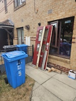 One door, offcuts of wood collected by Skip Rats UK