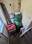 Mixed waste, bed frame and wo Metal bed frame, wood, general waste, labels, duvet, foam, packaging ST5 - removed for £250