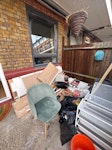 Mdf, doors, chair and storage Mdf, doors, chair, storage containers, old electric fireplace and a curtain pole SE1 - removed for £156