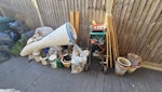 Garden waste Artificial grass cut-offs underlay plant pots, cans and some glass HA8 - removed for £130