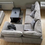 Corner sofa The sofa come apart in 3/4 sections, which makes it easier to move. It has some small stains from time passed, and a tear in a bit of the fabric but all is fixable. TW8 - removed for £0
