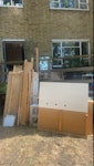 Large wooden slabs and frames Formerly a self-made bed frame with big slabs and drawers. All in great condition and could easily be reused. Hard wood. N7 - removed for £130