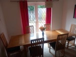 Dining table and 6 chairs. Quick collection please. This is really good furniture that you be resell, unfortunately it was bespoke built and chairs don't all have fire labels, otherwise great dining set.  
Driveway access, table would need taking out through French windows around the back LS25 - removed for £123
