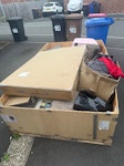 Box of household waste General House could rubbish, boxes, broken table and baby cot. M44 - removed for £130