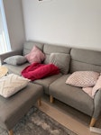 Three seater sofa and ottoman The furniture has a fire label attached and will be reusable. Throw pillows and blanket excluded from collection SL1 - removed for £130