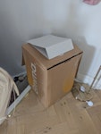 Cardboard, pellets, headboard Fabric headboard, two pellets, some bulky cardboard SE4 - removed for £65