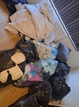 House clearance waste Approx 20 black sacks of misc waste, 4 duvets, 6 bags garden waste (light, hedge/garden trimmings), 6 bags clothing/textile waste, some cardboard boxes. Gas works on road have blocked direct access to driveway, but can park opposite house/nearby. SW20 - removed for £110