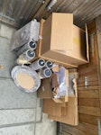 Cat tower, cardboard and food Dismantled cat tower, small
amount of paper and cardboard plus a box with what was left in our fridge and freezer (ie food waste) SW14 - removed for £71