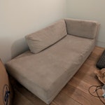 2 seat sofa The two cushions come off, but note that the base cushion is sewn to the bottom of the sofa. W1 - removed for £91