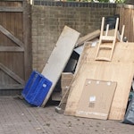 wood boards, tiles, rubble builder waste, including wood boards, tiles, rubble, radiator, small cabinet (see picture for assessing size) SE16 - removed for £190