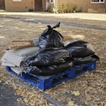 Carpet, Underlay and Pallet Small amount of carpet and underlay from one room, underlay is in black bags, theres one black bag of general rubbish. gripper rod is wrapped up in underlay. the blue euro pallet is to be taken too please. RH6 - removed for £57