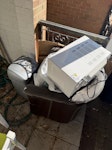small chair and microwave small chair, microwave, cardboard, small bag with misc and small bin TW20 - removed for £83