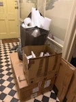 Furniture packages I’ve bought some furniture and now I have to get rid of the packaging. It’s  one large and one small box with mostly cardboard (and some styrofoam) inside, a few flattened cardboard boxes, and 3 bags of plastic/styrofoam. No heavy items. SE10 - removed for £64
