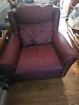 Leather Setee and Chair A two seater leather setee and a matching chair, with  fire labels B92 - removed for £143