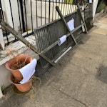metal fence panels/staircase 2 metal fence panels, metal staircase rails/ steps, 2 metal sheets(v heavy), 3 large tiles, wood/board and 2 plant pots and a few random misc small items. basically everything in the pictures on the pavement outside the flat.
Ready to be collected anytime on the pavement. pls only offer if you can collect by 18/8 Tue 13:00. thanks W3 - removed for £110