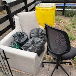 Sofa, chair & some trash bags 1 sofa, 1 office chair & a few bags of household trash please see photo! SE9 - removed for £104