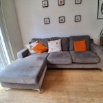 sofa, armchair, fridge, bed I believe this all could fit in a standard van. L shape sofa in two pieces, armchair, single bed with mattress and fridge freezer. All reusable apart from fridge freezer which is steel working but the door seal is gone. TW2 - removed for £260