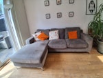 sofa, armchair, fridge, bed I believe this all could fit in a standard van. L shape sofa in two pieces, armchair, single bed with mattress and fridge freezer. All reusable apart from fridge freezer which is steel working but the door seal is gone. TW2 - removed for £260