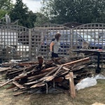 wood from 10x8ft shed 10ft x 8ft dismantled shed wood and a small pile of junk. SM1 - removed for £293