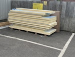 Cold store Panels & Plywood Multiple Cold store panels on a pallet and multiple sheets of plywood against Cold store panels. All to be uplifted. TN6 - removed for £194