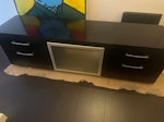 BoConcept designer TV cabinet BoConcept designer TV cabinet (1500 new) . Black, 4 drawers, glazed glass door EC1V - removed for £104