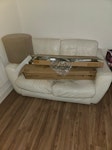 Sofa, footstall and packaging 1 x 2 seater sofa, 1 x fabric footstool and some cardboard and packaging ME14 - removed for £94