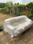 Sofa 3 seater leather sofa.
Is easily accessible at back of house outside / side pathway and driveway. B75 - removed for £82