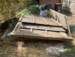 Garden fences and posts About 6 closed boarded timber panels, and 8 posts SW19 - removed for £156
