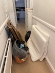 Flat clearout Cardboard boxes, rubbish bag, mattress protector etc. SW6 - removed for £71