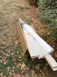 Laminate, foam & cardboard One bin bag, one box of old laminate flooring, several lightweight foam packaging inserts, and flattened cardboard packaging approximately 1.5 metres long. SE20 - removed for £57
