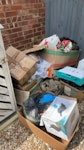 cardboard garden and pond wast pond sponges, cardboard, a bucket with sponges 3 saucepans ( cast iron)  general household TN12 - removed for £117