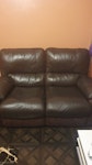 Two seater sofa & TV stand Good condition leather two seater sofa and good condition black glass TV cabinet. B9 - removed for £114
