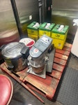 Palet, equipment. Kitchen broken equipment, wooden pallet, ignore empty oil, it won’t be there. SE1 - removed for £130