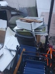 Housing rubbish Tumble dryer, cabinet, 4 bed bases, 2 mattresses,  4chairs, 4 garden chairs, Office chair, 2 bedside cabinet with draws, corner sofa, tv, 2 broken wardrobe,  f/f cabinet unit,  small table, 2 headboard, bike, fire pit, basketball, small bbq W7 - removed for £357