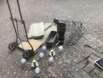 Small amount reusable All Reusable. Trolley 2 wheel. 2 Window baskets with inserts. 2 Mats (not used). 4 Plastic pots for flowers.
2 Ceiling Lights. HA6 - removed for £52