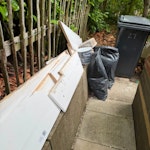 offcuts, 2 bags, concrete, odd Offcuts of wood, 2 bags of rubbish, concrete block, empty plaster pot LS8 - removed for £106