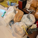 10 bags of trash 10 bags of household rubbish that is too big to fit in the bin. Would prefer to have paid to pick up removed to the common waste center, garden flat with access to street NW3 - removed for £83