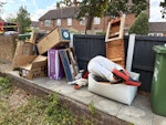Bin bags, cbAnd misc furniture Some 
Boxes of cardboard, some furniture and bin bags with general waste SE3 - removed for £110