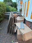 Packing boxes and wrapping Packing boxes and materials including bubble wrap, paper wrapping and specialized boxes for artwork or clothes, all in good condition for further use. W6 - removed for £78