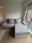 Flat clearance Looking to clear bulky items from a flat in central Sheffield. Everything is ready to go.

 1. Sofa: Two-seater modular sofa bed can be dismantled further (you may need a standard toolkit) 
 2. Desk: Standard office/work desk
 3. Storage rack: Shelving/storage unit
 4. Fake tree: Large artificial plant with lights 

All items in decent condition. S1 - removed for £260