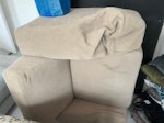 three & two seater sofas armch one three seater sofa, one two seater sofa and an armchair. The two seater is photographed standing upward, whilst the armchair is on it's side in the photographs above. N7 - removed for £214