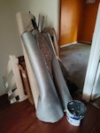 carpets waste + 1 empty tub 12 sqm carpet + foam underlay + wood gripper (with nails) + empty tub of Dulux white undercoat N17 - removed for £110