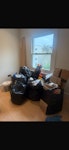 Rubbish bags of house waste rubbish bags full of house waste. some cardboard boxes , floor boards and tubs. N5 - removed for £104