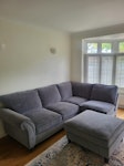 Corner sofa with footstool Decent condition, some of the zips need repairing. No pets or smokers in the home.

Dimensions;
Length 260cm
Width short side 91cm
Width long side 160cm

Footstool: 85cm x 85cm TW2 - removed for £0