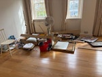 a few house clearance items As shown, selection of household items due to clearance. All is clean and easy. Includes reusable items such as TV stand, small coffee table, small desk, folding table, fan etc…
Parking easy, access easy via stairs, although it’s 2nd floor W8 - removed for £130