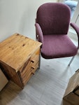 Furniture and electrical Side table, office chair, cabinet and 2 bags of electrical recycling items. M15 - removed for £83
