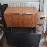 table, tv, craft drawers Small folding table, small trinket drawer unit with rattan drawers, small bedroom TV, yoga/exercise mat BN2 - removed for £97
