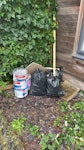 4 bags floor offcuts, buckets 4 bags floor offcuts, buckets, small board, half bag sand GL3 - removed for £47