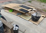 renovation leftover + old door large plywood, old door,small leftovers of rubber and mdf N3 - removed for £71