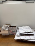 Boxes, console, and trolley Cardboard boxes broken down, cardboard boxes filled with paper, 2-3 cardboard boxes filled with miscellaneous junk, one console in good condition, one trolley (frame only). All from recent house move SW11 - removed for £143